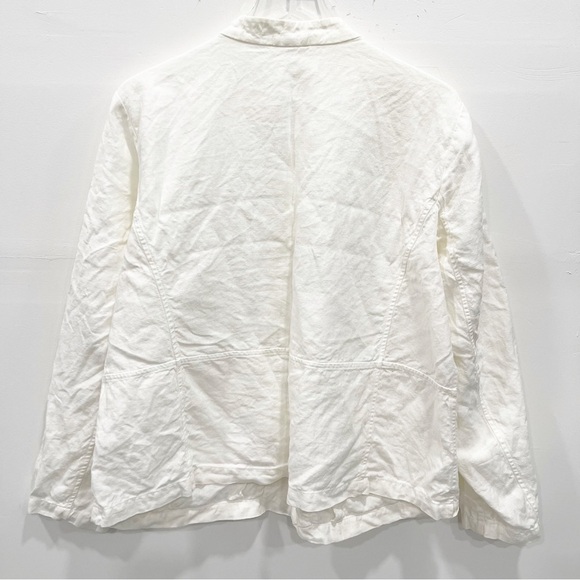 Eileen Fisher Mandarin Collar Linen Blazer Jacket Button Front White 1X - Picture 3 of 12